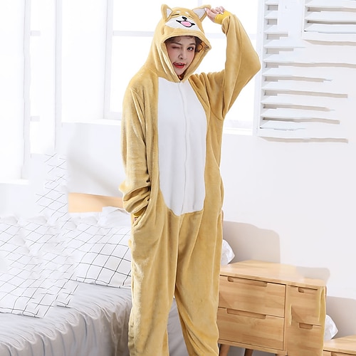 Karnevalskostüm 2026 Tier Hund Zeichentrick Karneval Kigurumi-Pyjamas Ausgefallene Kostüme Onesie-Kostüm Warm Lustiges Kostüm Bequem Erwachsene Unisex Männer und Frauen Halloween Karneval Party Image