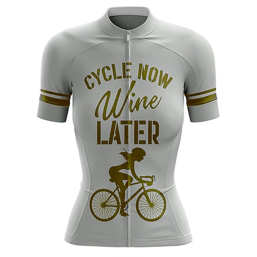 Damen Radtrikot Grafik Buchstaben Zahlen Lustig Kurzarm Fahhrad Trikot Oberteil mit 3 Gesäßtaschen Mountainbike MTB Straßenradsport Schnelltrocknend Reflektierende Streifen Rückentasche Image