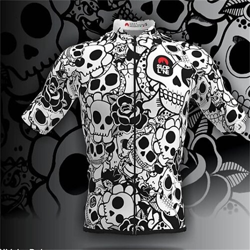 Herren Radtrikot Grafik Kurzarm Fahhrad Trikot Oberteil mit 3 Gesäßtaschen Radfahren Schnelltrocknend Rückentasche Elastisch Sport Silber Dunkelgrau Violett Bekleidung Image