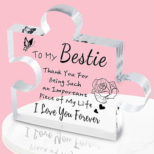 1 Stück, Geschenke für Frauen, gravierte Puzzle-Acryltafel 3,94 x 3,94 Zoll (ca. 10 x 10 cm), Geburtstagsgeschenke für Frauen, Freundschaft, Freundschaftsgeschenke für Frauen, Männer, Mädchen, sie, Image