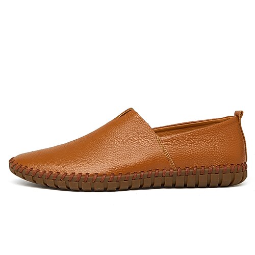 Slipper aus Leder für Herren, lässige Autofahrerschuhe mit handgenähter Sohle – bequemes und vielseitiges Schuhwerk für den Alltag Image