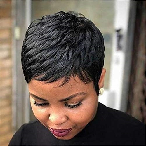 haar kurz Pixie cut haar perücke synthetische kurze perücken für schwarz/weiße frauen kurzhaarschnitt perücke kunsthaar Image