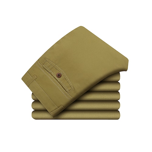 Herren Abschlußfeier Hose Chinos Chinohose Tasche Gerader Schnitt Einfach Komfort Atmungsaktiv Outdoor Täglich Ausgehen Mode Lässig Cachi scuro Schwarz Image