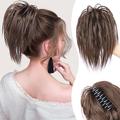 Unordentlicher Dutt-Haarteil, Krallenclip-Haarknoten, welliges, lockiges Chignon-Haarknoten-Extensions, zerzauste Hochsteckfrisur-Haarknoten, Krallenclip-Pferdeschwanz-Haarteile, Haargummi mit Clip