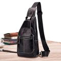 braune Sling Bag aus Leder für Herren mit verstellbarem Riemen und mehreren Reißverschlusstaschen – stylische Crossbody-Reise- und Freizeit-Umhängetasche