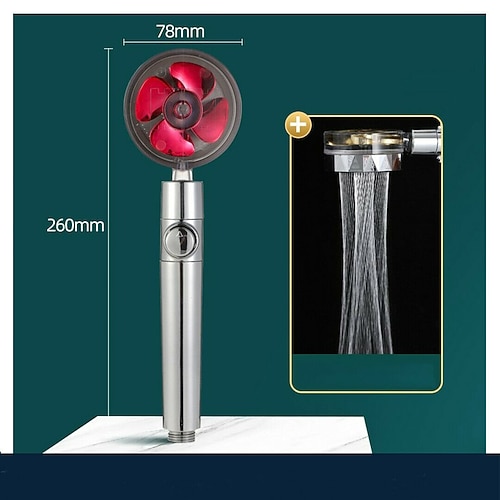 Duschkopf wassersparender Durchfluss 360 Grad drehbar mit kleinem Lüfter ABS Regen Hochdrucksprühdüse Badezimmerzubehör Image