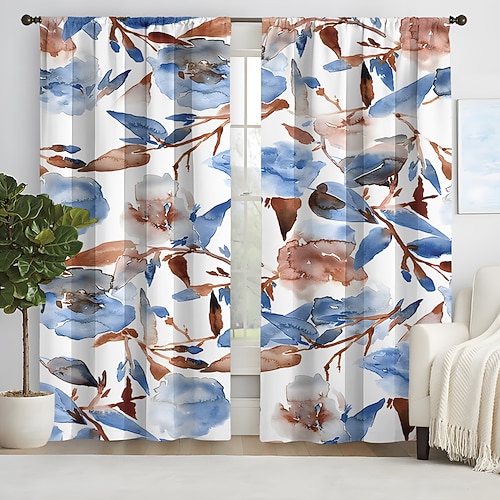 2-teilige Vorhangvorhänge, Verdunkelungsvorhang für Wohnzimmer, Schlafzimmer, Küche, Fensterbehandlungen, wärmeisolierte Raumverdunkelung Image