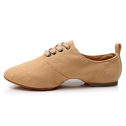 Schwarze Jazz-Tanzschuhe aus Canvas für Damen mit Schnürung – bequemes und leichtes Schuhwerk für Jazz-, Standard-, lateinamerikanische und Gesellschaftstänze Image