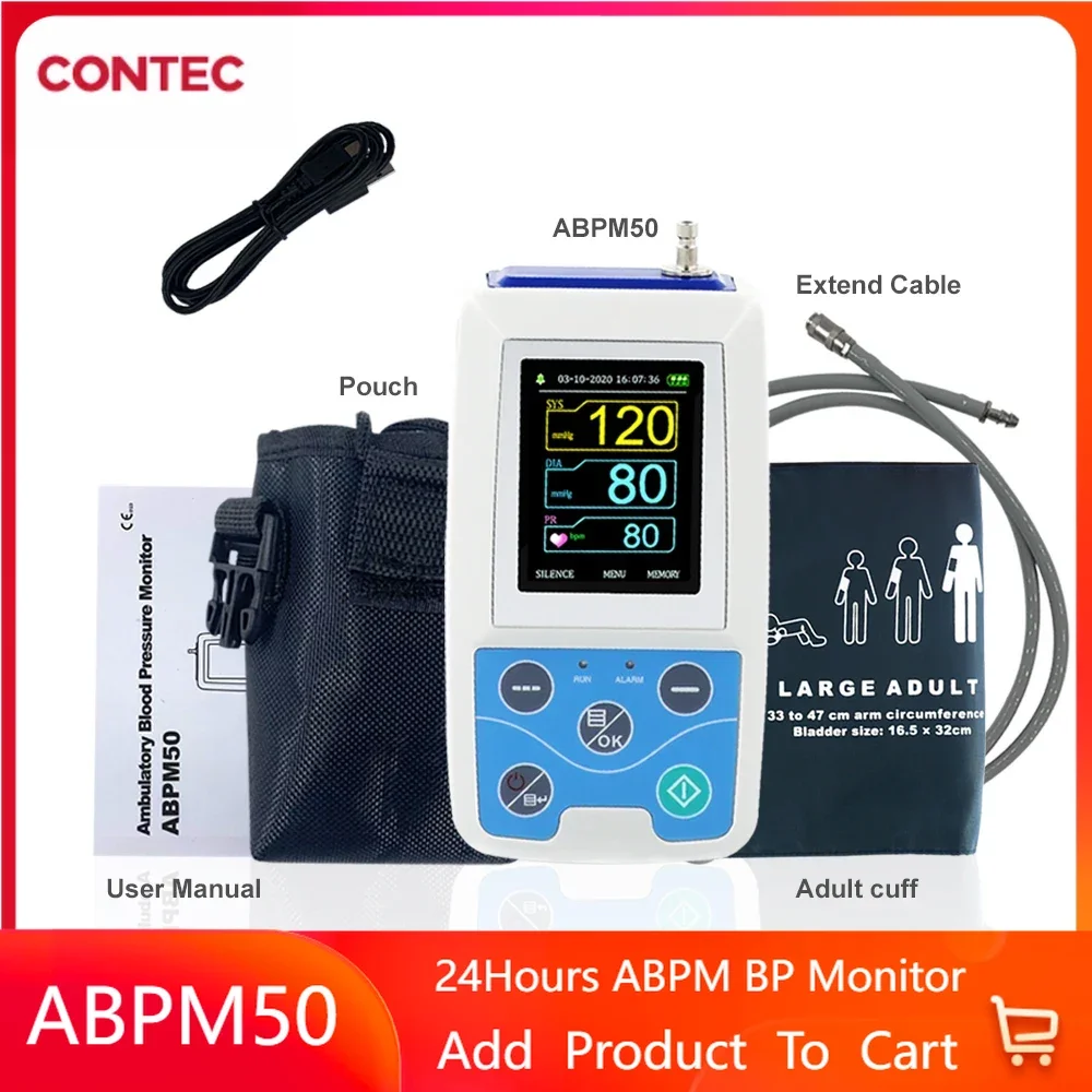 CONTEC ABPM50 24 ore di monitoraggio ambulatoriale della pressione arteriosa Holter ABPM Holter BP Monitor Software gratuito