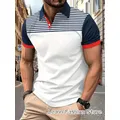 Polo con stampa a righe moda estate uomo manica corta abbigliamento maschile Vintage top Tees Casual