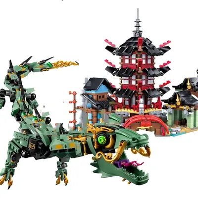 MOC Temple of Airjitzu e Dragon Building Blocks Fit 70612 mattoni giocattoli educativi per bambini