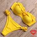 Costume da bagno Bikini a fascia costume da bagno donna perizoma Sexy Bikini con volant Set costume