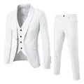 Abito da uomo Slim 3 pezzi vestito Business Wedding Party gilet e pantaloni cappotto Casual Solid