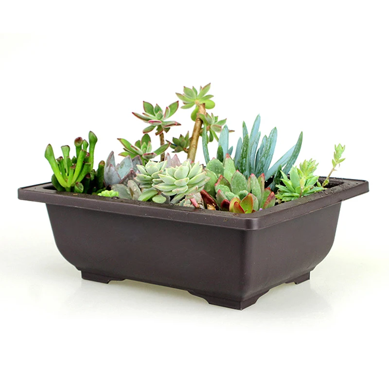 1PC Vaso di fiori Imitazione di plastica Balcone Vasi quadrati Fiore Bonsai Ciotola Vivaio Bacino Fioriera Imitazione Rettangolo Vaso di fiori