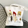 Borsa Shopper donna Kawaii Cat Animal Printed Kawaii bag Harajuku Shopping Canvas Shopper Bag girl