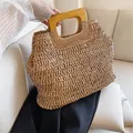 Borsa di paglia di moda borsa da donna con manico di grande capacità borsa da viaggio estiva in tessuto fatto a mano borsa da spiaggia per le vacanze borse da donna da viaggio