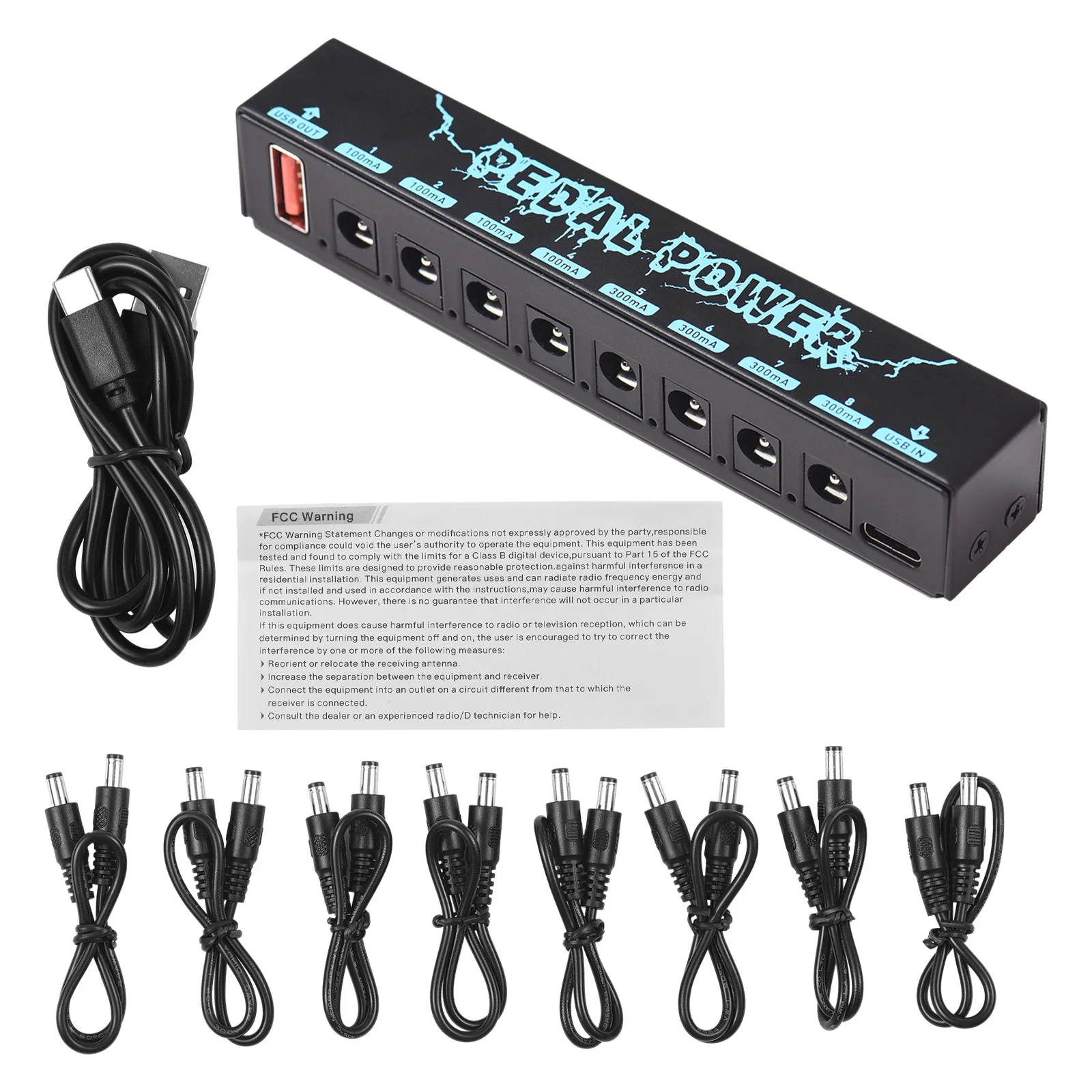 Pedale per chitarra Power chitarra Effector Power Supply 8 uscita cc isolata alimentazione isolata USB IN 5V 2.1A e 8 DC OUT 9V & 1 USB OUT