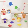Tazza di classificazione della forma del colore magnetico in legno per bambini gioco di pesca con