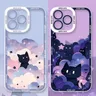 Starry Sky Black Cats Clear Phone Case per iPhone 15 14 13 11 12 Pro XS Max 13Mini XR X SE 7 8 14
