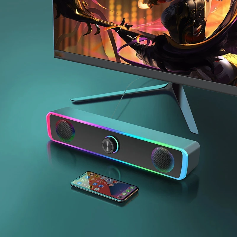Altoparlante Bluetooth Soundbar surround 4D Altoparlanti per computer cablati Subwoofer stereo Sound Bar per PC portatile Teatro TV Aux 3,5 mm