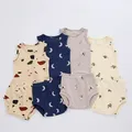 0-3T Newborn Kid Baby Boys Girls Clothes set Summer Print Tank Top Shorts set Cute Sweet Cotton 2pcs