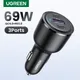 UGREEN 69W Car Charger USB Type C Dual Port PD QC 4.0 3.0 Fast Charging For Laptop Car Phone Charger