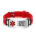 QR Code Silicone Medical Alert ID Bracelet for Men Woman Child Adjustable Length Wristband SOS ICE