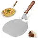 Stainless Steel Pizza Shovel Round Pizza Paddle With Wood Handle Steak Cake Lifter Transfer Tray