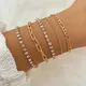 IPARAM 5 Piece Set Bracelets for Women Gold Color Silver Color Snake Chain Inlaid Crystal Charm