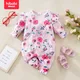 hibobi Spring Baby Girls Flower Pattern Long-Leg Jumpsuit Cute Comfortable Round Neck Crawl Suit