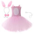 Pink Bunny Girl Costumes Toddler Kids Rabbit Tutu Dress Outfits for Baby Girls New Year Birthday