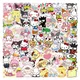 100Pcs/Set Kawaii Sanrio Stickers for Kids Toys Kuromi Hello Kitty Cartoon Decals Waterproof Cute