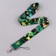 Green Plants And Little Black Cats Neck Strap Lanyard Credit Card Holders Keycord Key Holder DIY