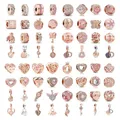 New 925 Sterling Silver Plated Rose Gold Dangle Charms Fit 925 Original Women Bracelet Beads Charm