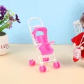 Dollhouse Miniature Plastic Baby Stroller Model Toy For 12cm Doll Baby Cradle Cart Accessories Doll