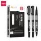 Deli 5/9pcs Twin Tip Permanent Marker Pens 0.5-1.2mm Nib Waterproof Ink Oily Black Ink Fine Point