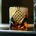 Japanese Black Warrior Armor Edo Kiriko Whisky Rock Glass Amber Crystals Whiskey Cup High-end Wine