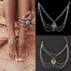 Summer Retro Ethnic Style Hollowed Out Turquoise Water Drop Ankle Chains Bare Feet Women's Beach