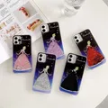 Luxury Disney Cinderella Princesses Pink Love Heart Bling Glitter Quicksand Case For iPhone 15 14 13