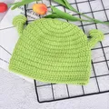 Unisex Balaclava Monster Shrek Wool Winter Knitted Hats Green Party Funny Cap