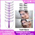 Kismis 8Pcs/Set Reusable Eyebrow Stencil Set Guide Styling Shaping Eye Brow Diy Drawing Grooming