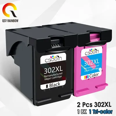 QSYRAINBOW 302XL Ink Cartridge Remanufactured For HP 302 HP302 XL Ink Cartridge For HP Deskjet 3639 1130 2130 4521 Printer