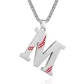 1PC Stainless Steel Enamel Baseball Necklace Men A-Z Initial Letter Necklace for Men Women Jewelry