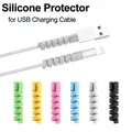 10pcs Cable Protector Silicone Charge Cable Spiral Winder Wire End Cord Savers Cover For Phone USB