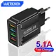 5.1A 4 USB Fast Charger Quick Charge 4.0 3.0 Universal Wall For iPhone 12 11 Samsung Xiaomi Mobile