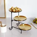 Three Tier Fruit Bowl Coffee Table Tray Organizer Trays Dessert Plate Large Serving Stainless Steel