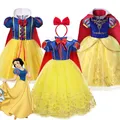 Disney Princess Dress For Girls Snow White Cosplay Costume Puff Sleeve Kids Dress Children Party