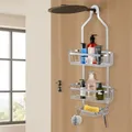 1pc Bathroom Hanging Shower Organizer Over Head Shower Caddy Basket Anti-Swing Detachable Bathroom