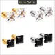 LUXUSTEEL 3mm-8mm Black White Square Cubic Zirconia Stud Earrings for Women Men Stainless Steel