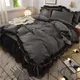 Luxury Black Princess Bedding Sets Kawaii Bed Skirt Sheet Pillowcase Fashion Girl Duvet Cover 4